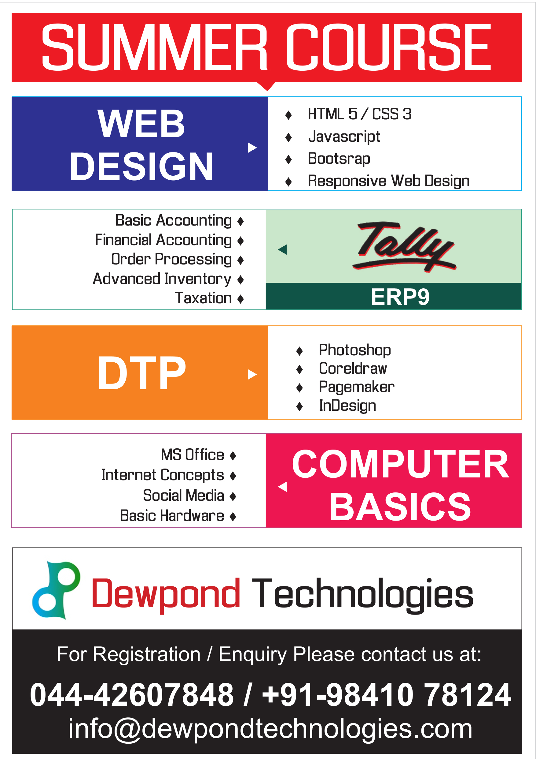 Dewpond Technologies Madipakkam - computer course Course (Batch id - 4391)